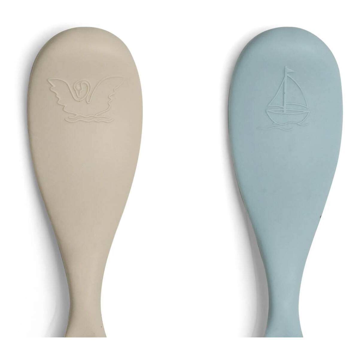 CITRON pribor za jelo male silikonske žlice za djecu, bež i plava Silicone_Feeding_Spoon_Short_Set2