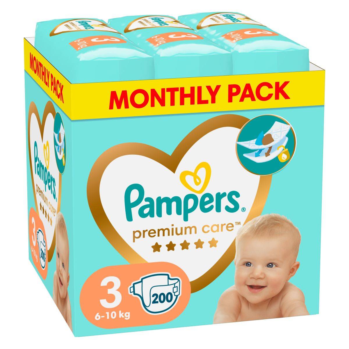 Pampers plenice Premium mesečno pakiranje S3, 6-10 kg, 200 kos