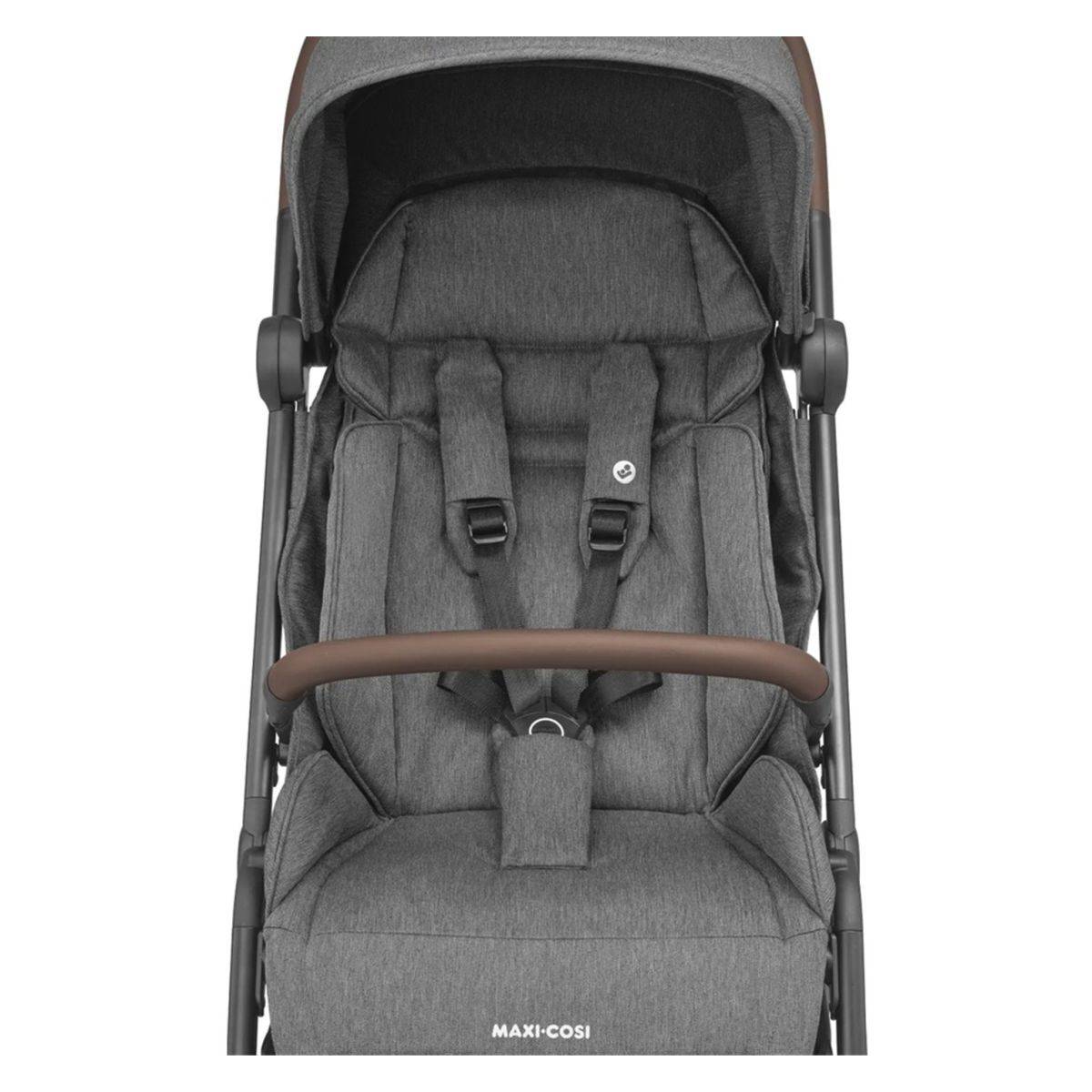 Maxi Cosi Ogrodje s sedežno enoto dark frame + dark brown leather Oxford essential graphite
