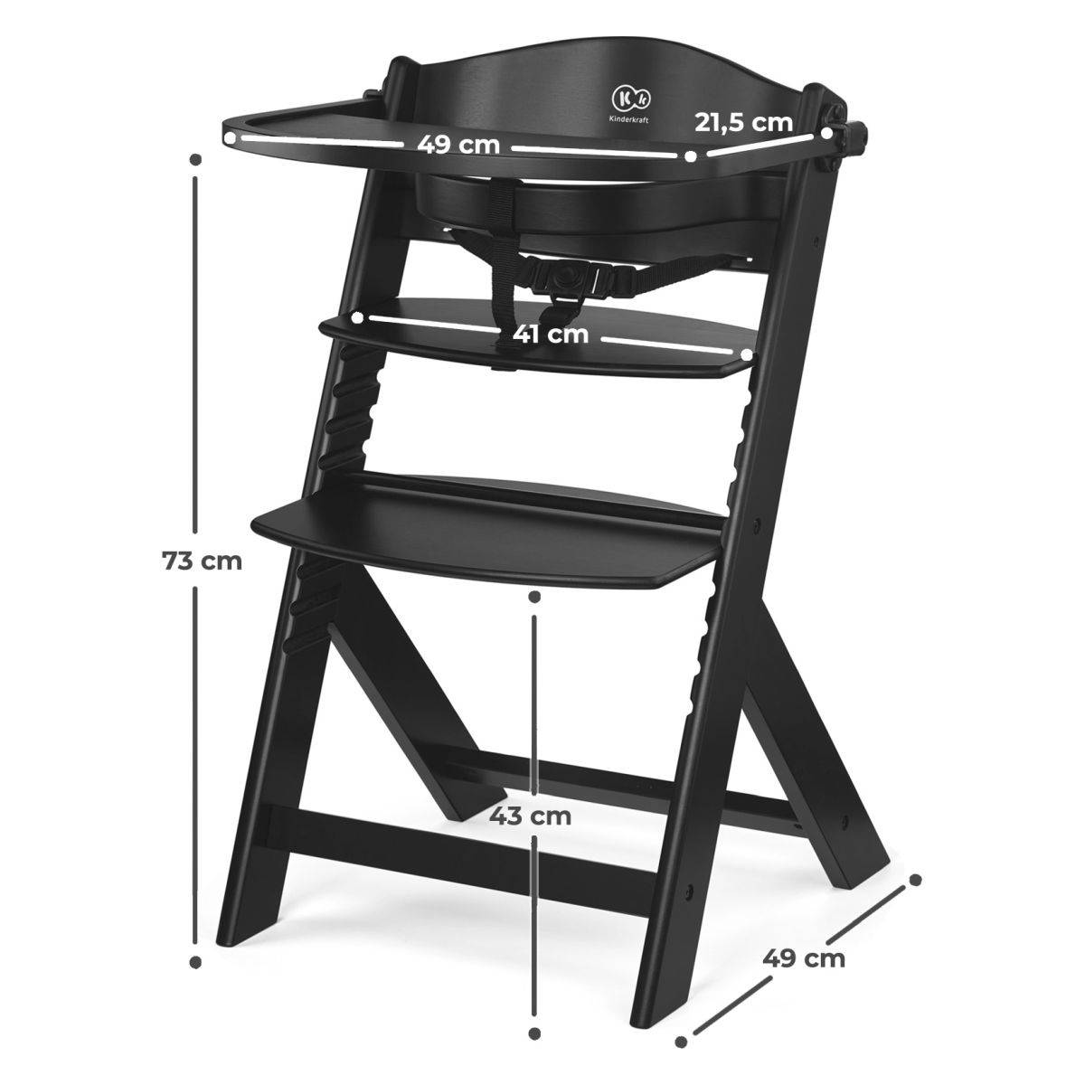 Kinderkraft stol za hranjenje Enock black